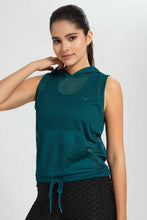 Load image into Gallery viewer, Redtag-Green-Hoodie-Sleeveless-Mesh-Sweatshirt-Active-Sweatshirts-Women's-
