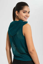 Load image into Gallery viewer, Redtag-Green-Hoodie-Sleeveless-Mesh-Sweatshirt-Active-Sweatshirts-Women's-