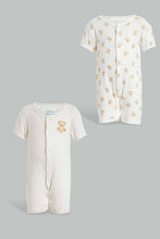 Load image into Gallery viewer, Redtag-Beige-Teddy-Bear-2-Piece-Pack-Sleep-Suit-Sleepsuits-Baby-0 to 12 Months