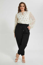 Load image into Gallery viewer, Redtag-Gold-Leaf-Ivory-Jacquard-Blouse-Blouses-Women's-