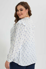 Load image into Gallery viewer, Redtag-White-Blue-Dobby-Blouse-Blouses-Women's-