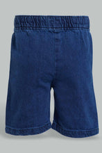 تنزيل الصورة على معرض الصور، Redtag-Navy-Knit-Denim-Short-Denim-Shorts-Infant-Boys-3 to 24 Months