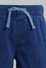 تنزيل الصورة على معرض الصور، Redtag-Navy-Knit-Denim-Short-Denim-Shorts-Infant-Boys-3 to 24 Months