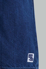 تنزيل الصورة على معرض الصور، Redtag-Navy-Knit-Denim-Short-Denim-Shorts-Infant-Boys-3 to 24 Months