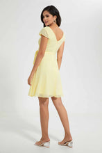 Load image into Gallery viewer, Redtag-Yellow-Dobby-Skater-Dress-Dresses-Women's-