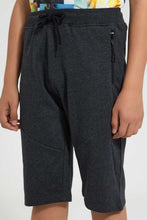 تنزيل الصورة على معرض الصور، Redtag-Charcoal-Front-Zipper-Active-Short-Active-Shorts-Senior-Boys-9 to 14 Years