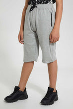 Load image into Gallery viewer, Redtag-Grey-Mel-Front-Zipper-Active-Short-Active-Shorts-Senior-Boys-9 to 14 Years