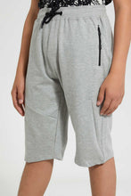 Load image into Gallery viewer, Redtag-Grey-Mel-Front-Zipper-Active-Short-Active-Shorts-Senior-Boys-9 to 14 Years
