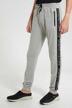 Load image into Gallery viewer, Redtag-Grey-Mel-Side-Tape-Active-Pant-Joggers-Senior-Boys-9 to 14 Years