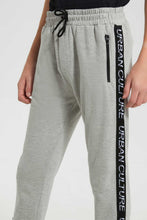 Load image into Gallery viewer, Redtag-Grey-Mel-Side-Tape-Active-Pant-Joggers-Senior-Boys-9 to 14 Years