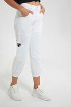 Load image into Gallery viewer, Redtag-White-Utility-Jogger-With-Embroidery-Jeans-Jogger-Fit-Women's-