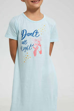 تنزيل الصورة على معرض الصور، Redtag-Sky-Blue-S/Sleeve-Nightshirt-With-Placement-Print-Nightshirts-Girls-2 to 8 Years