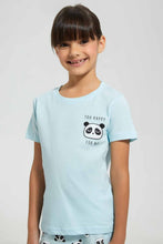 تنزيل الصورة على معرض الصور، Redtag-Sky-Blue-Printed-S/Sleeve-Pyjama-Sets-Pyjama-Sets-Girls-2 to 8 Years