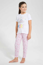 Load image into Gallery viewer, Redtag-White-Printed-S/Sleeve-Pyjama-Sets-Pyjama-Sets-Girls-2 to 8 Years