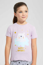 Load image into Gallery viewer, Redtag-Lilac-Printed-S/Sleeve-Pyjama-Sets-Pyjama-Sets-Girls-2 to 8 Years