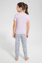 Load image into Gallery viewer, Redtag-Lilac-Printed-S/Sleeve-Pyjama-Sets-Pyjama-Sets-Girls-2 to 8 Years