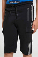 Load image into Gallery viewer, Redtag-Black-Bsr-Cargo-Active-Short-Active-Shorts-Senior-Boys-9 to 14 Years