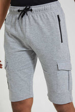 Load image into Gallery viewer, Redtag-Grey-Bsr-Cargo-Active-Short-Active-Shorts-Senior-Boys-9 to 14 Years