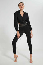 Load image into Gallery viewer, Redtag-Black-Collared-Button-Front-Blouse-Long-Sleeve-Blouses-Women's-