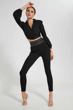 Load image into Gallery viewer, Redtag-Black-Collared-Button-Front-Blouse-Long-Sleeve-Blouses-Women's-