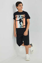 Load image into Gallery viewer, Redtag-Black-Skate-Tee-Graphic-T-Shirts-Senior-Boys-9 to 14 Years