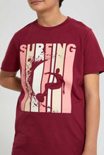Load image into Gallery viewer, Redtag-Maroon-Surfing-Tee-Graphic-T-Shirts-Senior-Boys-9 to 14 Years