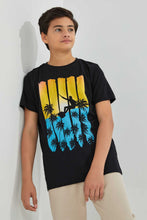 Load image into Gallery viewer, Redtag-Black-Surfing-Tee-Graphic-T-Shirts-Senior-Boys-9 to 14 Years