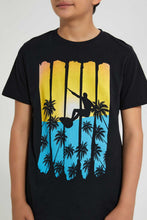 Load image into Gallery viewer, Redtag-Black-Surfing-Tee-Graphic-T-Shirts-Senior-Boys-9 to 14 Years
