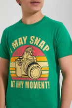 Load image into Gallery viewer, Redtag-Green-Snap-Moment-Tee-Graphic-T-Shirts-Senior-Boys-9 to 14 Years