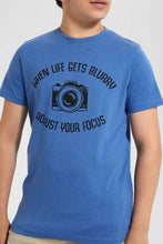Load image into Gallery viewer, Redtag-Blue-Blurry-Tee-Graphic-T-Shirts-Senior-Boys-9 to 14 Years