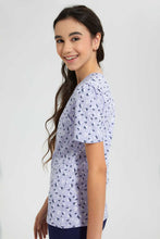 Load image into Gallery viewer, Redtag-White/Black-Ditsy-Print-T-Shirt-Graphic-T-Shirts-Senior-Girls-9 to 14 Years