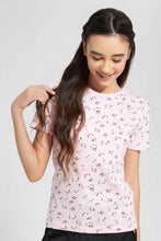 Load image into Gallery viewer, Redtag-Pink/Black-Ditsy-Print-T-Shirt-Category:T-Shirts,-Colour:Assorted,-Filter:Senior-Girls-(9-to-14-Yrs),-GSR-T-Shirts,-New-In,-New-In-GSR,-Non-Sale,-S22D,-Section:Kidswear,-TBL-Senior-Girls-9 to 14 Years