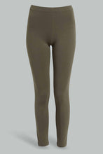 Load image into Gallery viewer, Redtag-Olive-Basic-Leggings-Leggings-Senior-Girls-9 to 14 Years