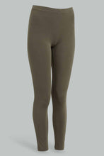 Load image into Gallery viewer, Redtag-Olive-Basic-Leggings-Leggings-Senior-Girls-9 to 14 Years