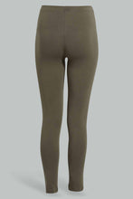 Load image into Gallery viewer, Redtag-Olive-Basic-Leggings-Leggings-Senior-Girls-9 to 14 Years