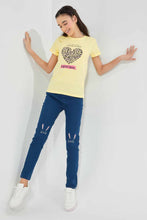 Load image into Gallery viewer, Redtag-Yellow-Basic-T-Shirt-Category:T-Shirts,-Colour:Yellow,-Filter:Senior-Girls-(9-to-14-Yrs),-GSR-T-Shirts,-New-In,-New-In-GSR,-Non-Sale,-S22D,-Section:Kidswear,-TBL-Senior-Girls-9 to 14 Years