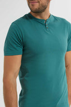 Load image into Gallery viewer, Redtag-Teal-Henley-T-Shirt-Plain-T-Shirts-Men's-