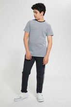 Load image into Gallery viewer, Redtag-Black-Jacquard-Plain-Tee-Plain-T-Shirts-Senior-Boys-9 to 14 Years