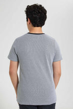 Load image into Gallery viewer, Redtag-Black-Jacquard-Plain-Tee-Plain-T-Shirts-Senior-Boys-9 to 14 Years