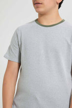 Load image into Gallery viewer, Redtag-Olive-Jacquard-Plain-Tee-Plain-T-Shirts-Senior-Boys-9 to 14 Years