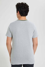 Load image into Gallery viewer, Redtag-Olive-Jacquard-Plain-Tee-Plain-T-Shirts-Senior-Boys-9 to 14 Years
