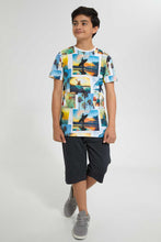 Load image into Gallery viewer, Redtag-White-Bsr-Aop-Surfing-Tee-All-Over-Prints-T-Shirts-Senior-Boys-9 to 14 Years