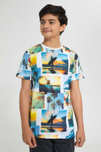 Load image into Gallery viewer, Redtag-White-Bsr-Aop-Surfing-Tee-All-Over-Prints-T-Shirts-Senior-Boys-9 to 14 Years