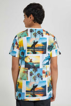 Load image into Gallery viewer, Redtag-White-Bsr-Aop-Surfing-Tee-All-Over-Prints-T-Shirts-Senior-Boys-9 to 14 Years