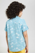 تنزيل الصورة على معرض الصور، Redtag-Blue-Hawaiian-Short-Sleeve-Shirt-Casual-Shirts-Boys-2 to 8 Years