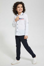 Load image into Gallery viewer, Redtag-White-Knitted-Collar-Fs-Shirt-Casual-Shirts-Boys-2 to 8 Years