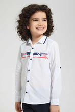 Load image into Gallery viewer, Redtag-White-Knitted-Collar-Fs-Shirt-Casual-Shirts-Boys-2 to 8 Years