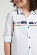 Load image into Gallery viewer, Redtag-White-Knitted-Collar-Fs-Shirt-Casual-Shirts-Boys-2 to 8 Years