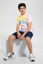 Load image into Gallery viewer, Redtag-White-Bsr-Tye-Dye-Tee-Embellished-T-Shirts-Senior-Boys-9 to 14 Years