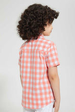 Load image into Gallery viewer, Redtag-Orange-Check-Ss-Shirt-Casual-Shirts-Boys-2 to 8 Years